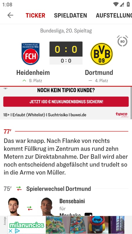 kicker Fußball News Ekran Görüntüsü 1