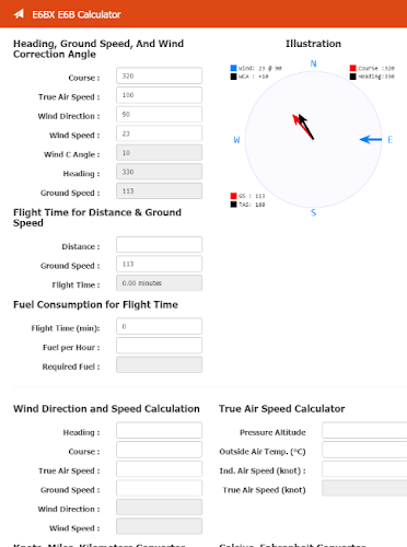 Schermata E6BX E6B Calculator 1