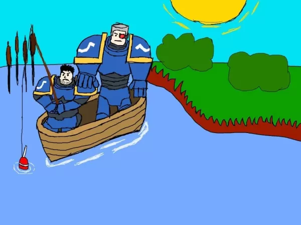 La course est en cours pour créer le premier mini-jeu de pêche de Space Marine 2. Crédit d'image: Sabre Interactive / Discord.