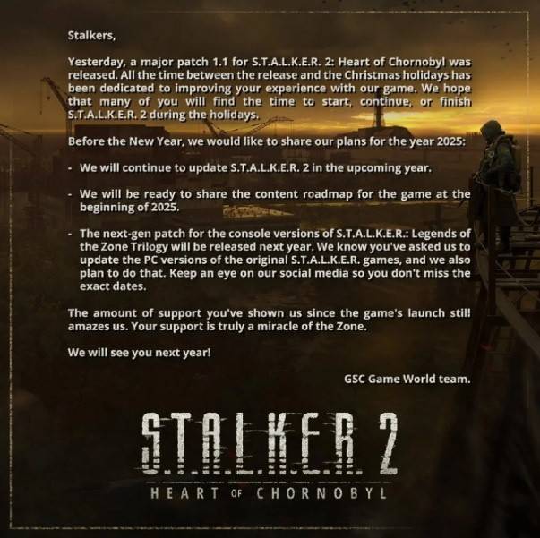 I creatori di Stalker 2 hanno condiviso i loro piani per il 2025