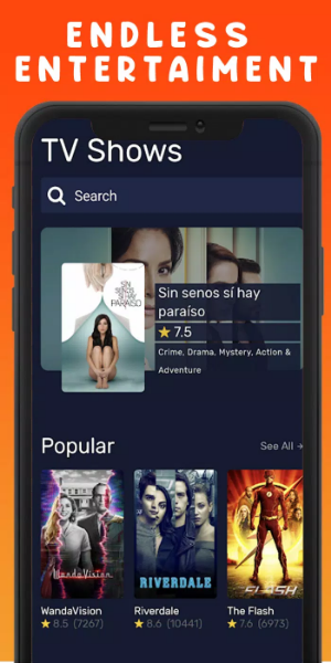 image: FreeFlix HQ App Interface Screenshot