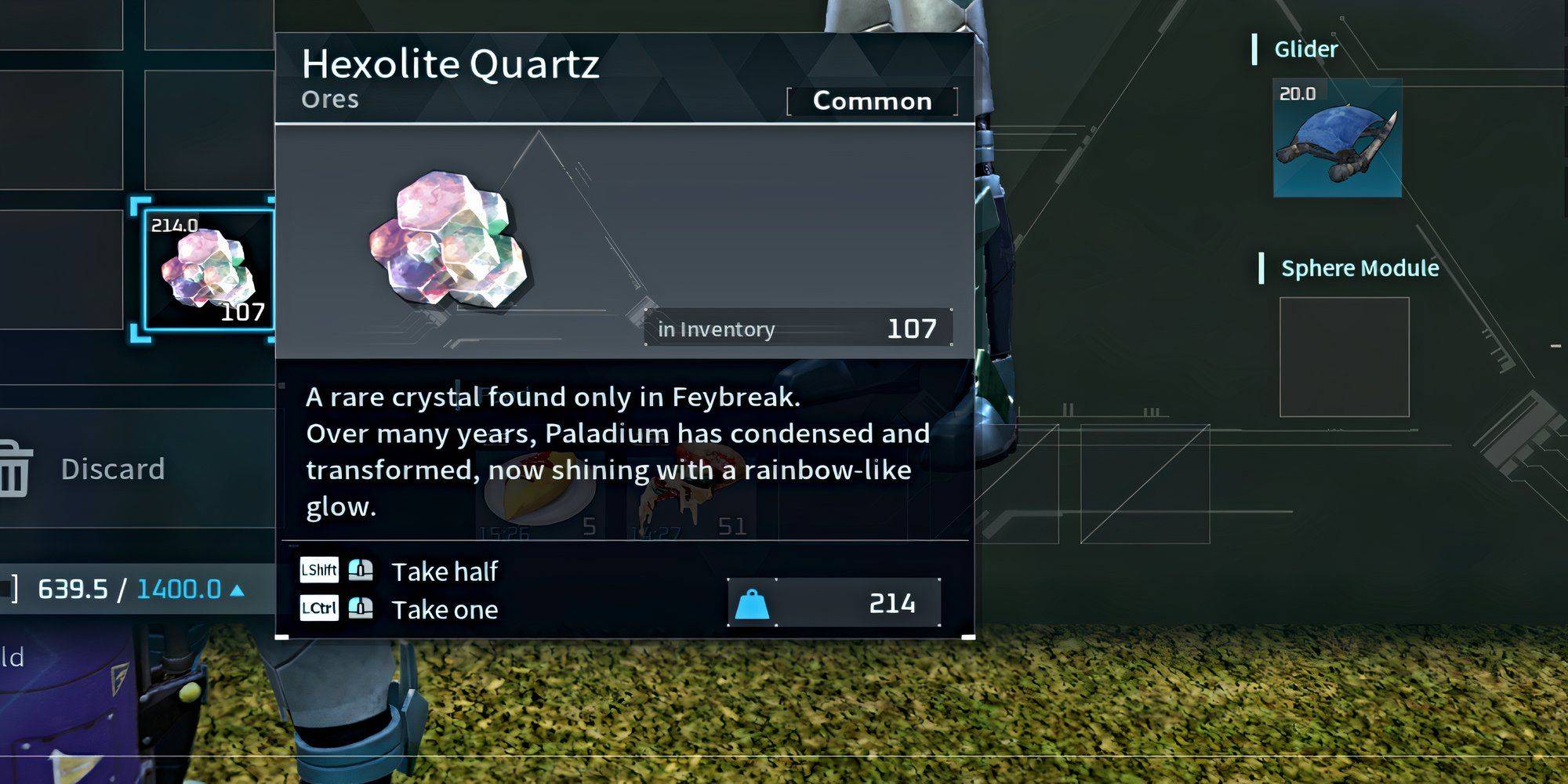 A Player Harvesting Hexolite Quartz