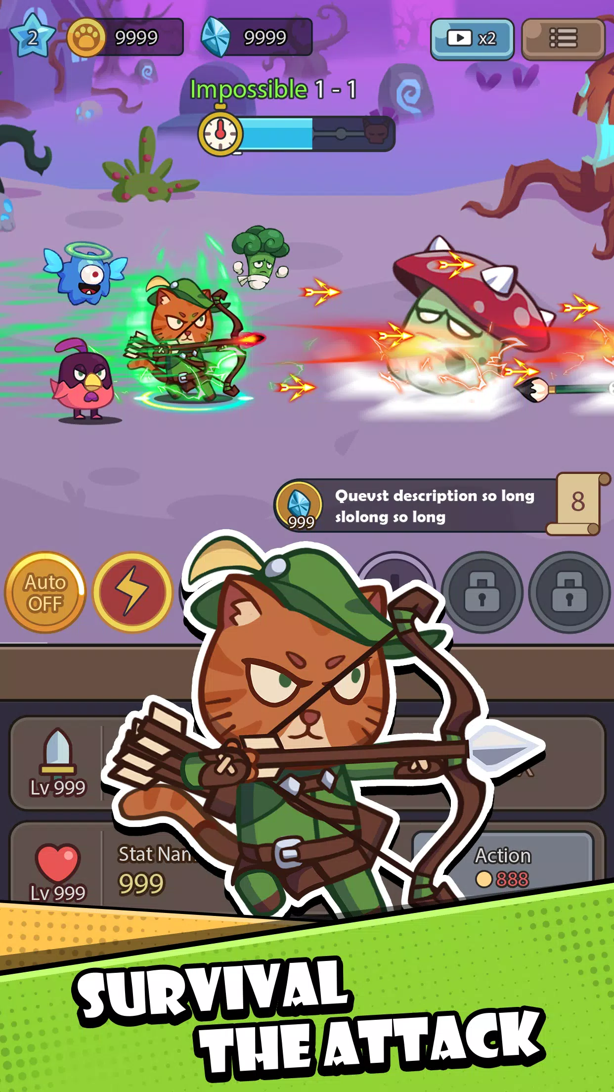 Cat Hero: Idle RPG War Schermafbeelding 1