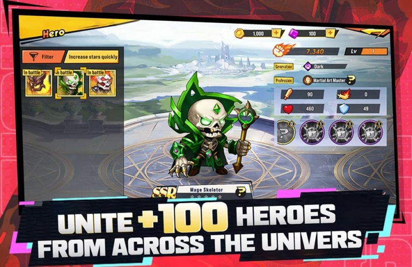 A screenshot of Heroes United showcasing a character selection screen with suspiciously familiar faces.