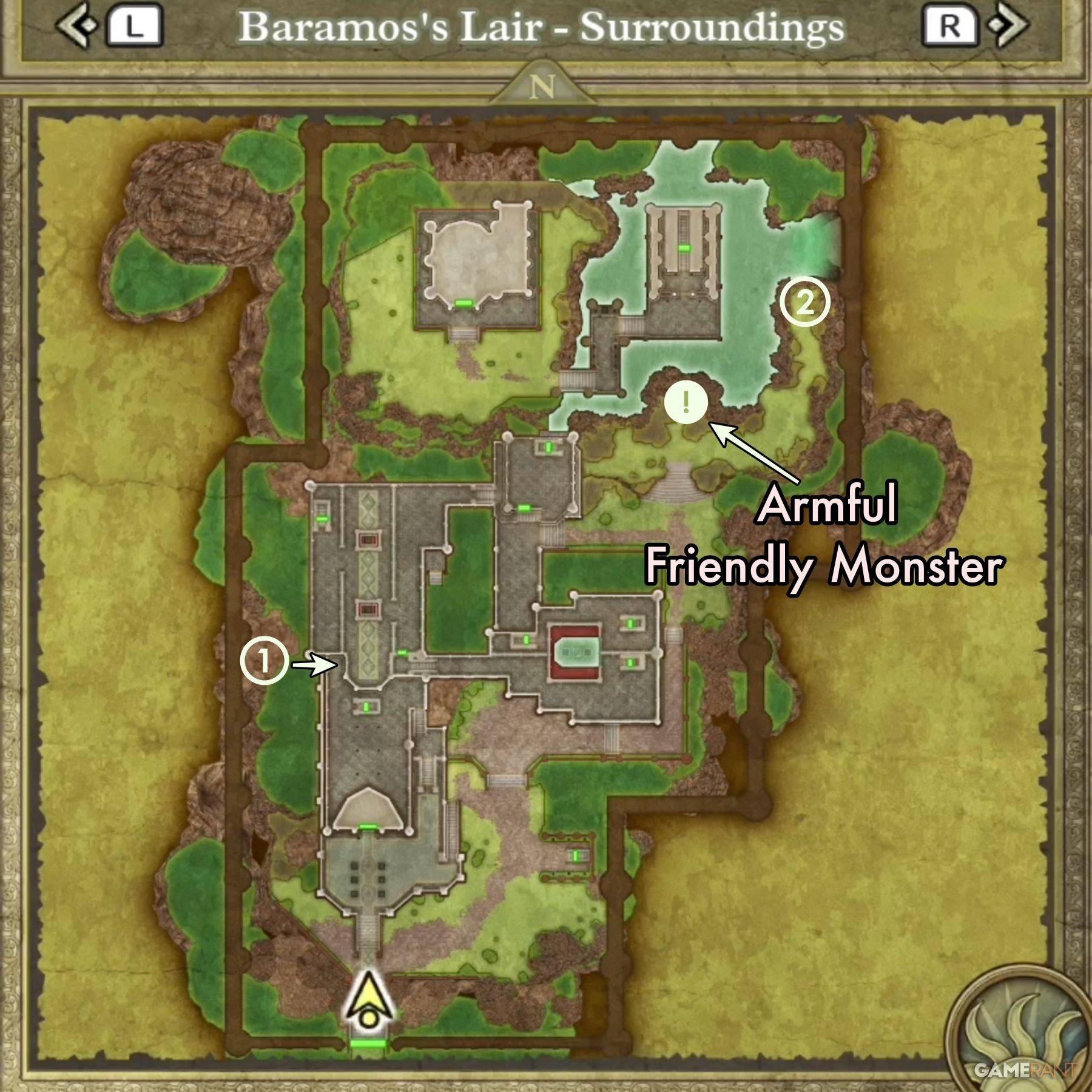 Image: Map of Surroundings area showing treasure locations