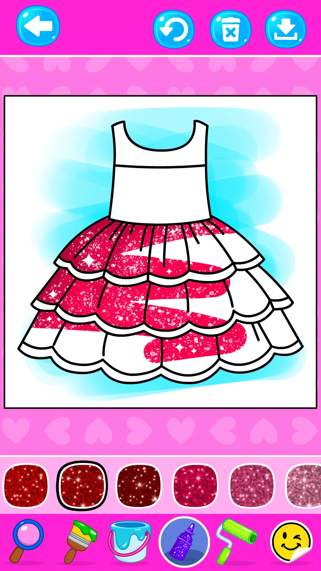 Girls Glitter Dress Coloring Captura de pantalla 1