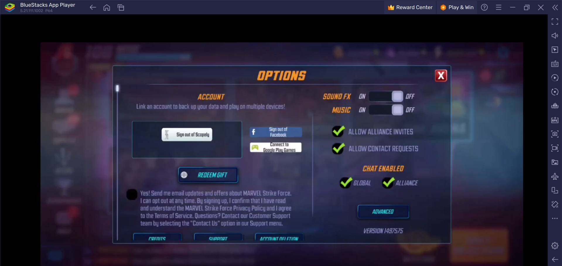 MARVEL Strike Force Redeem Code Instructions