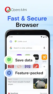 Opera Mini: Fast Web Browser ဖန်သားပြင်ဓာတ်ပုံ 0