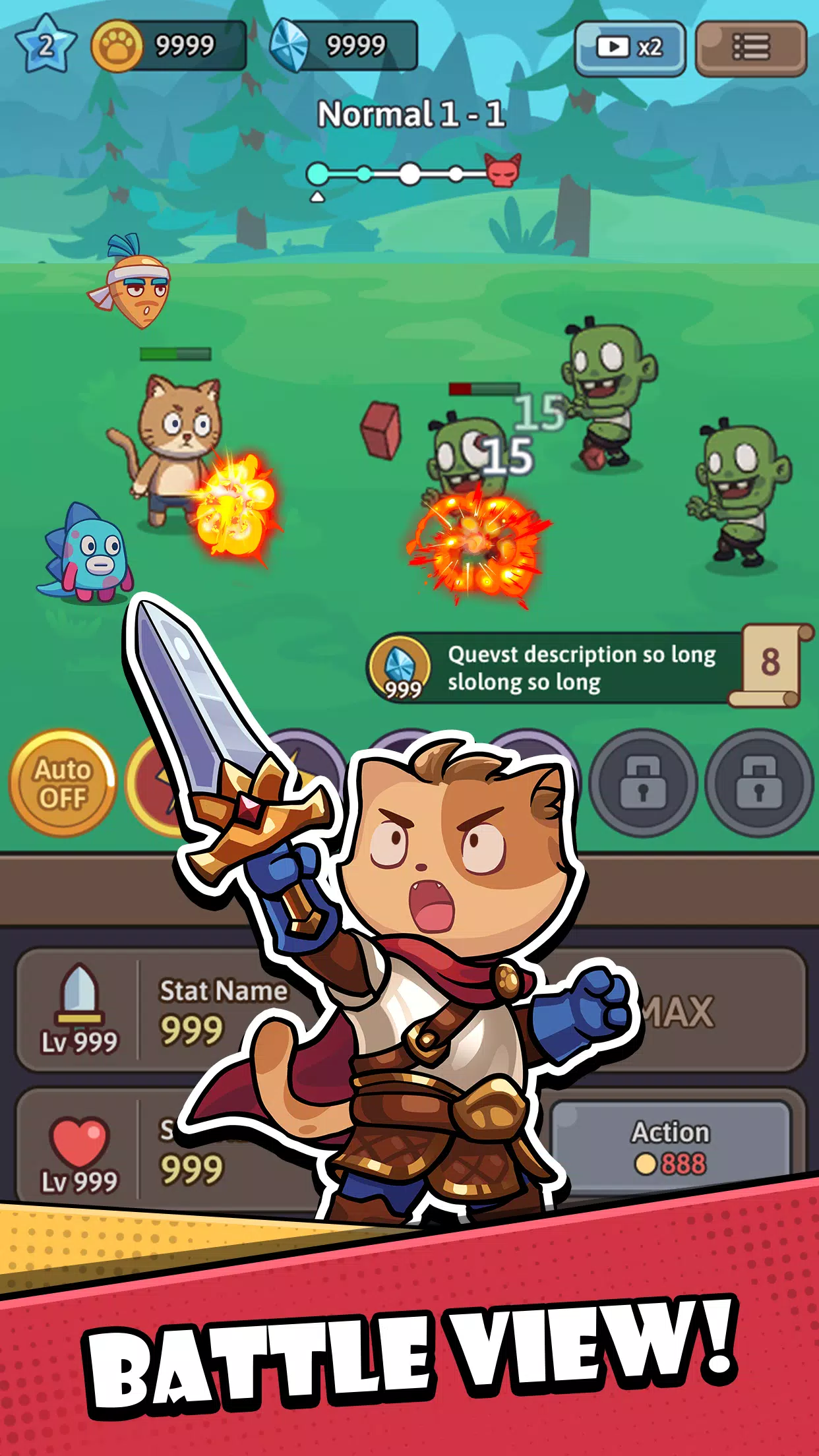 Cat Hero: Idle RPG War ဖန်သားပြင်ဓာတ်ပုံ 0